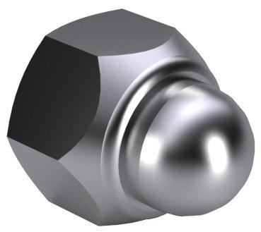 Prevailing torque type hexagon domed cap nut with non-metallic insert DIN 986 Stainless steel A2