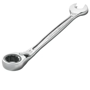 Facom Ratchet Combination Wrench 24mm Drive 15° Satin Chrome 320mm