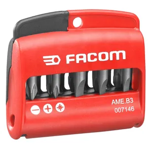 Facom Hexagon/Slotted/Pozidriv Bit Set in Compact Box 9-Piece