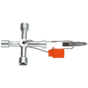 Facom Llave de Cuatro Vías para Armario con Conector de 6 Puntas para Puntas de 6,35mm