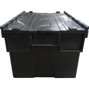 Reusable container L600xW400xH400mm black Walls and BD closed