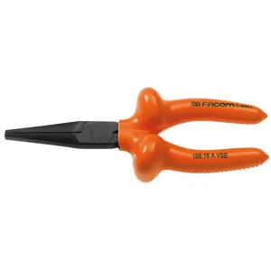 Facom VSE Flat Nose Pliers 50mm Jaw Length Straight Tip Insulated Handle 165mm