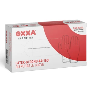 Oxxa Essential sterk gerolde manchet gepoederde wegwerphandschoen latex L/9 natuurlijke kleur 100/doos