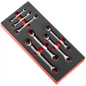 Facom Ratchet Ring Wrench Set in Foamed Module 6-19mm 7-Piece