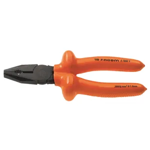 Facom VSE Insulated Combination Pliers 42mm Jaw Length Straight Tip Steel Burnished 205mm