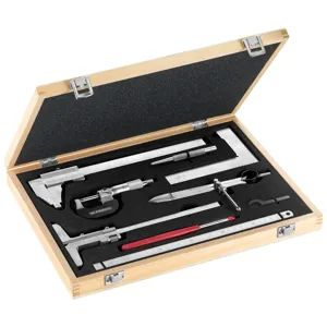 Facom Micrometer/Caliper/Depth Gauge Metrology Set in Wooden Box 8-Piece