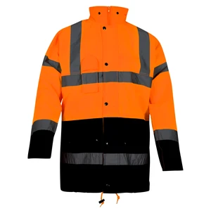 Oxxa Essential 4-in-1 Parka Jas Oxford Nylon Fluorescerend Oranje/Marine Blauw Verborgen Rits XXL