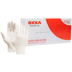 Oxxa Essential - Gant jetable poudré à manchette fine et roulée - Latex L/9 - couleur naturelle 100/boîte